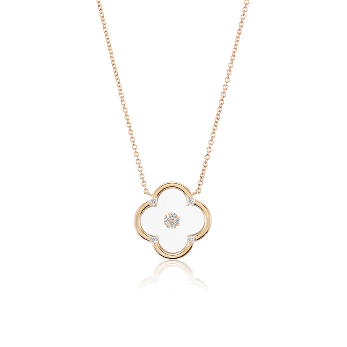 14K Clover Pendant with Synthetic Sapphire Glass