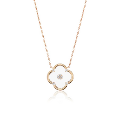 14K Clover Pendant with Synthetic Sapphire Glass