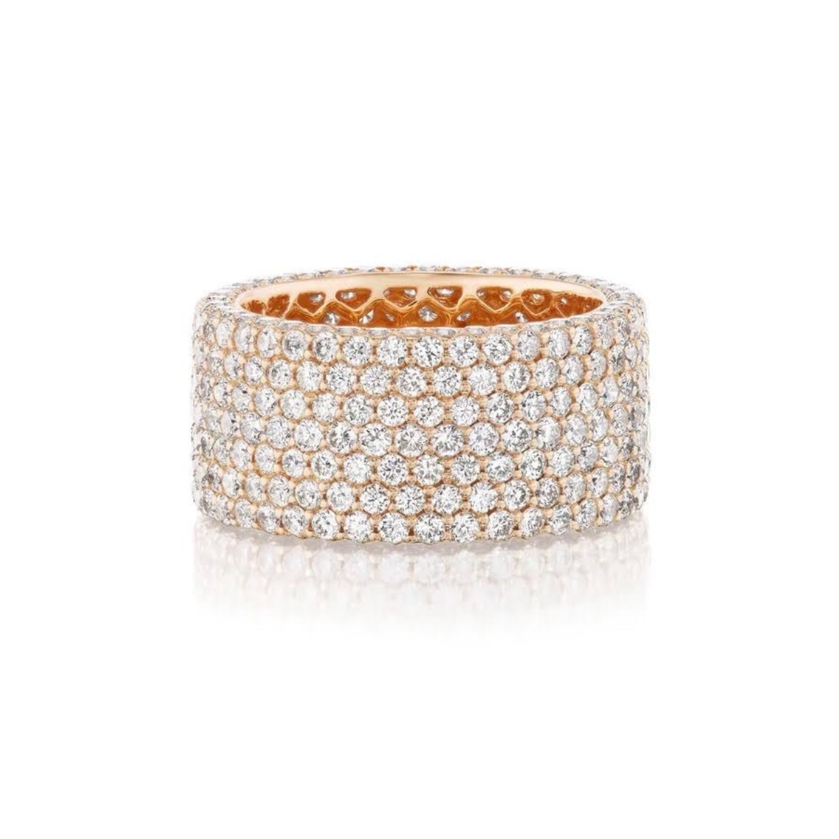 14K Gold Pave Diamond Band Large