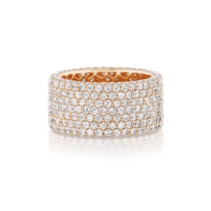 14K Gold Pave Diamond Band Large