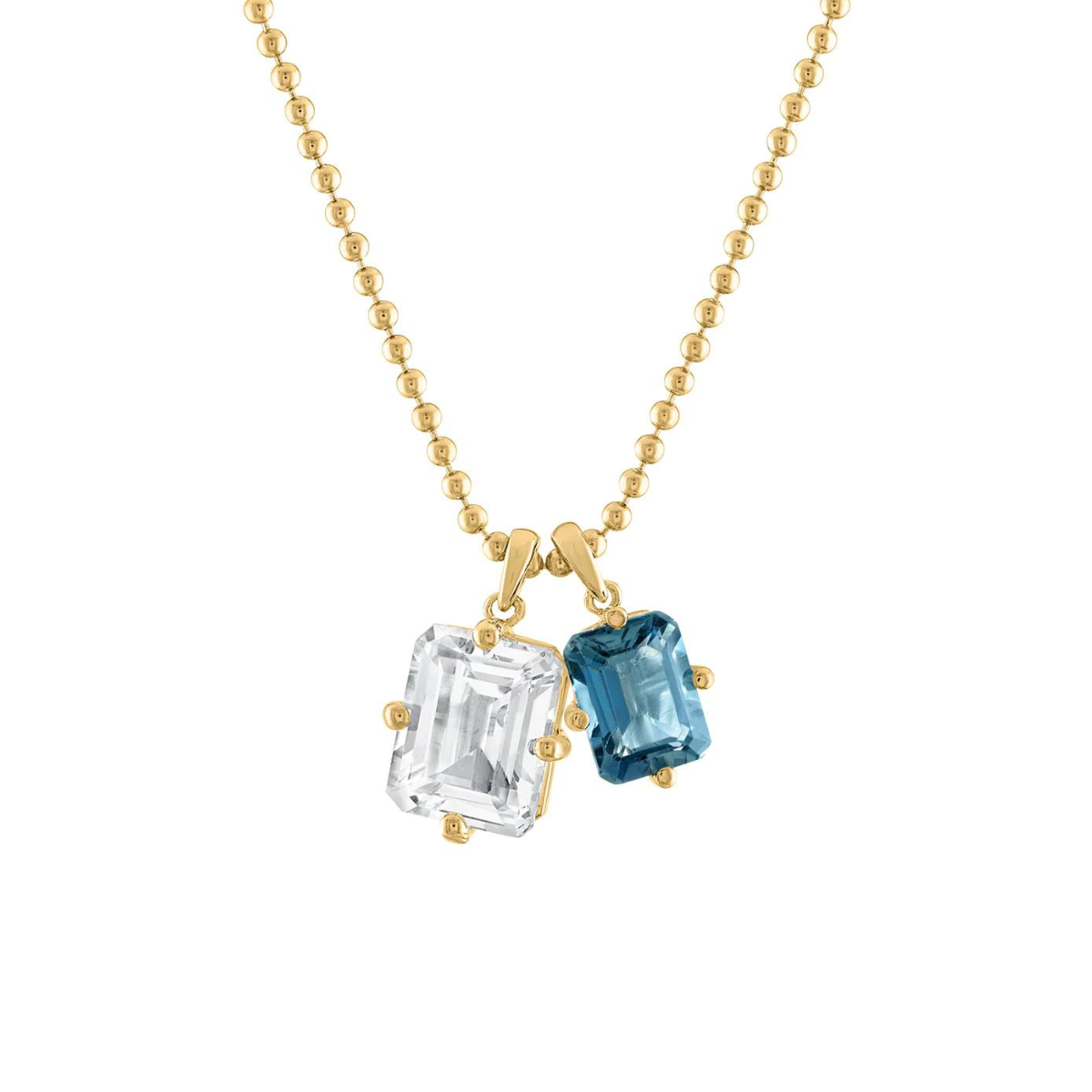 14K Gold Emerald Cut Charms on Chain