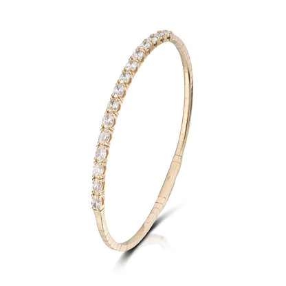 14K Gold Oval Flexible Diamond Bracelet