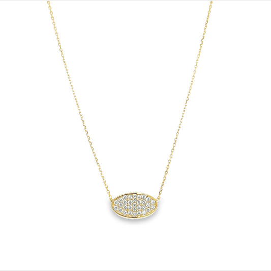 14K Gold Diamond Oval Necklace