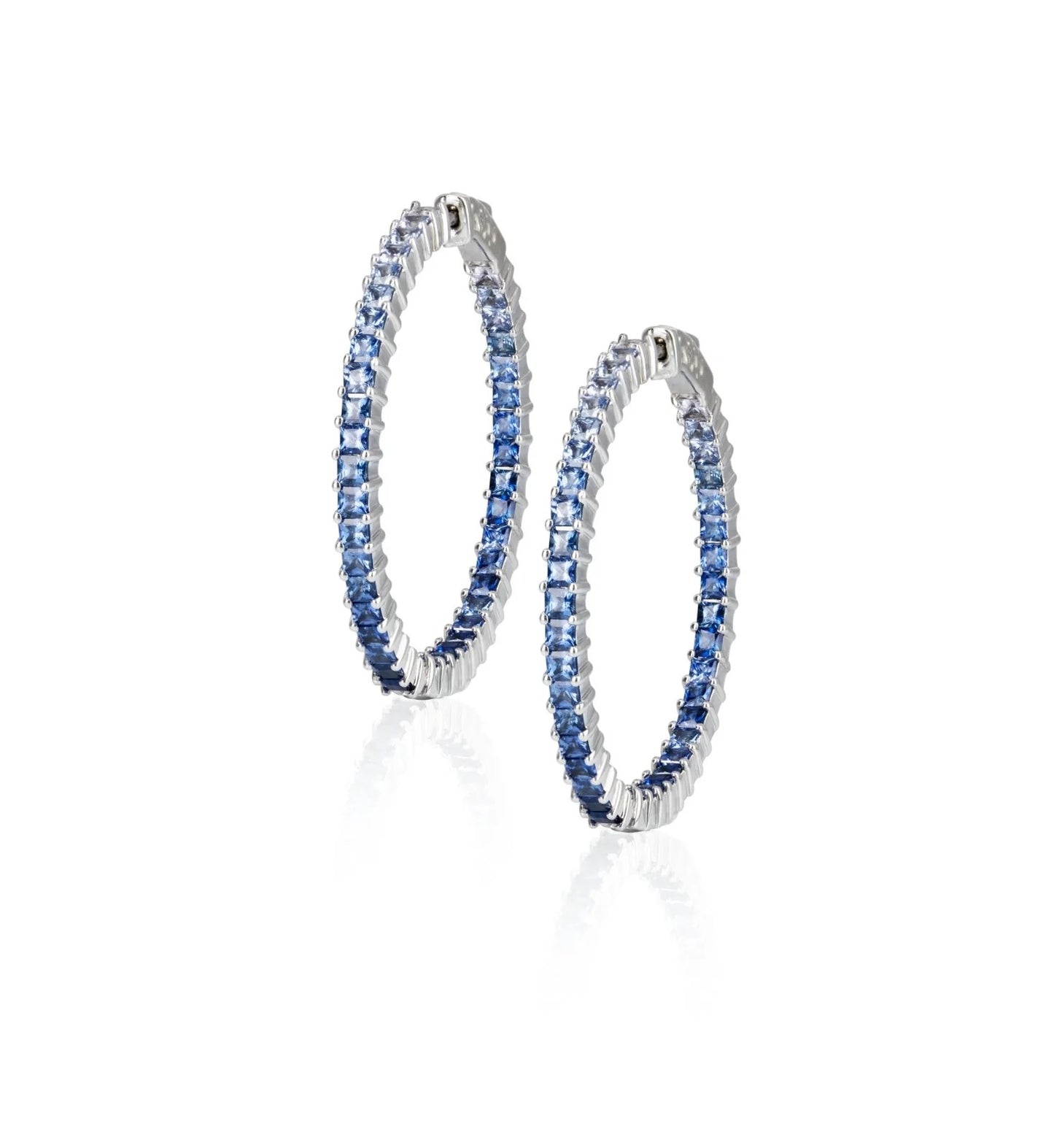14K Gold Blue Sapphire Ombre Hoops