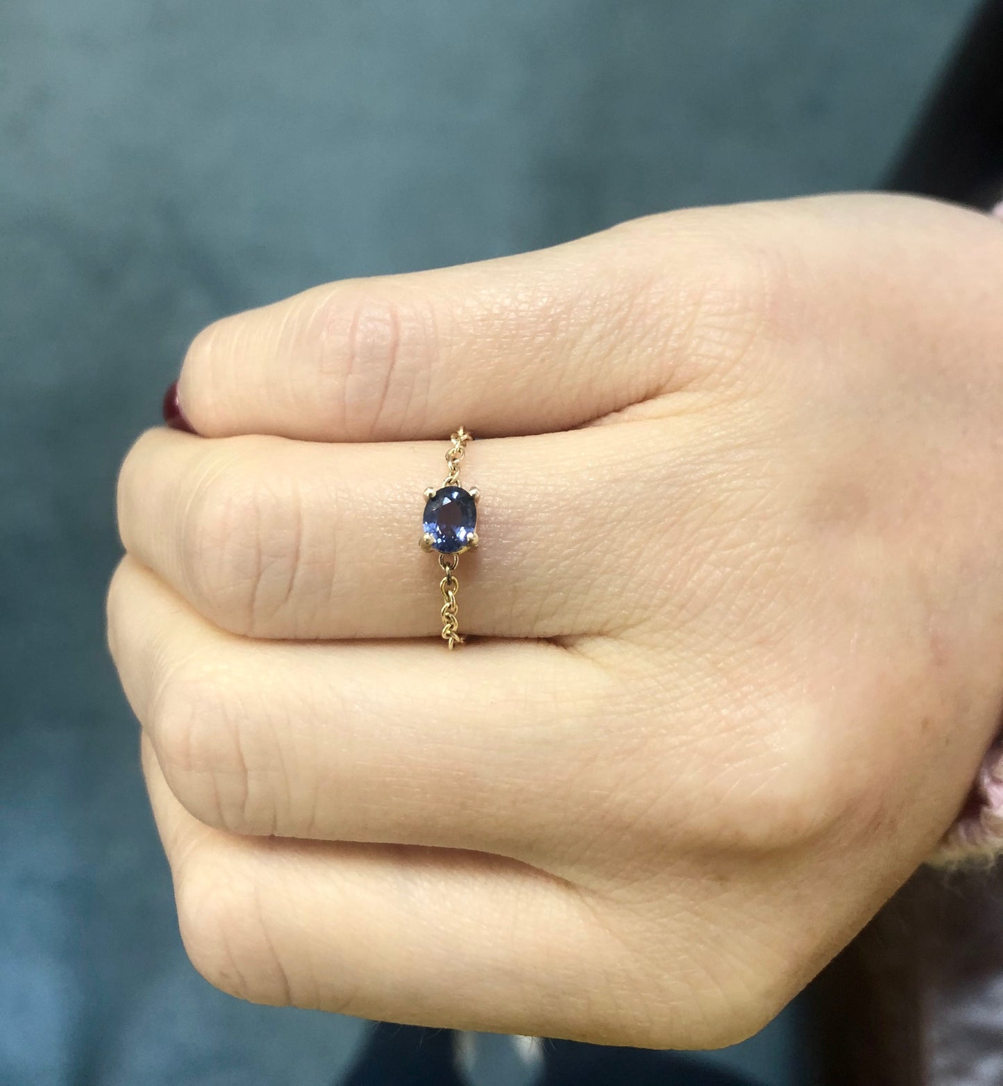 Oval Colored Sapphire Little Miss Dainty Ring