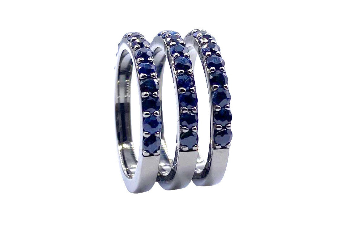 Round Blue Sapphire Luna Ring